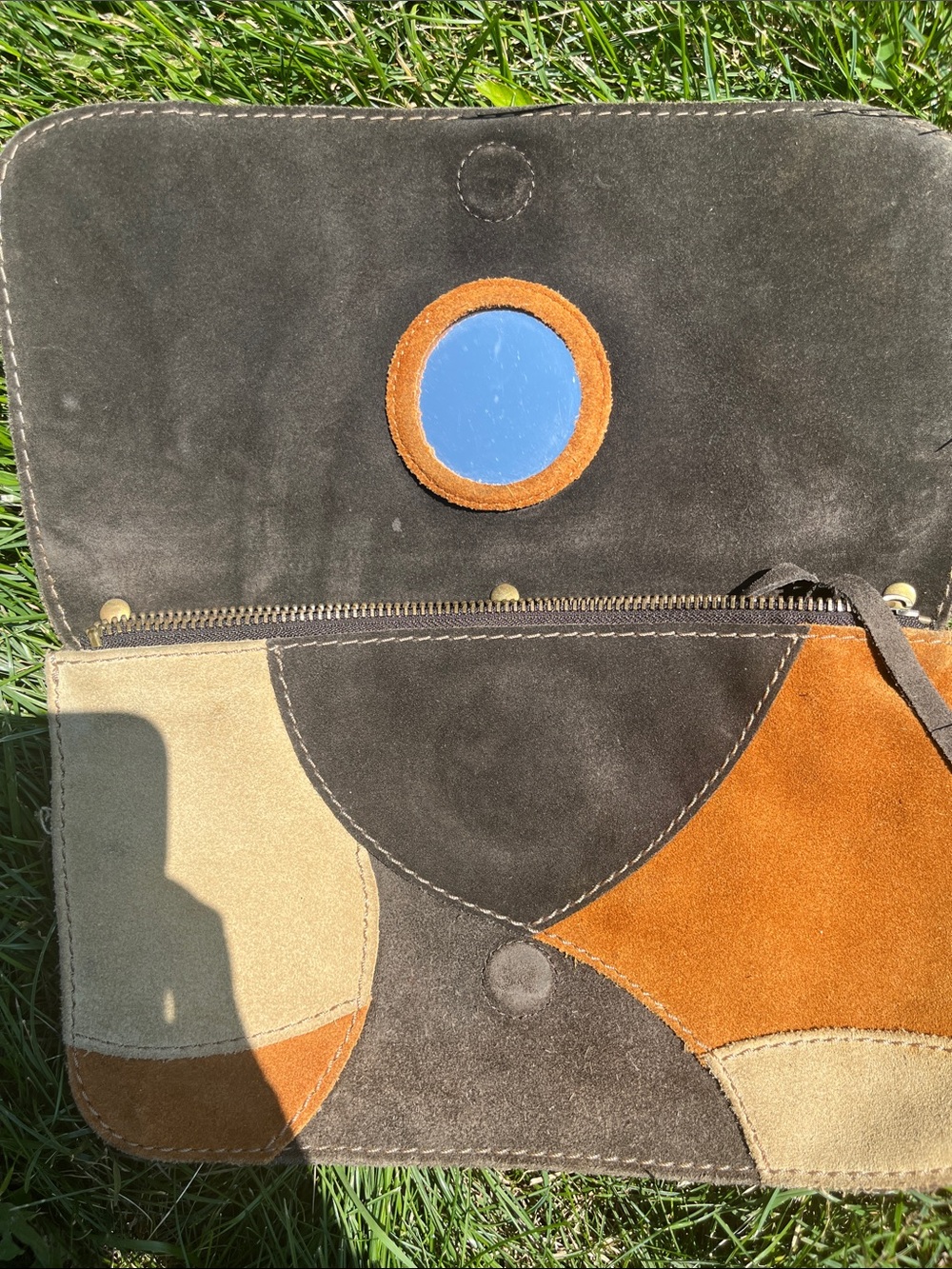 Suede Patchwork Clutch in Brown and Tan Lucky Brand - Picture 4 of 4